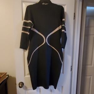 Danny & Nicole Black and Cream Midi Dress